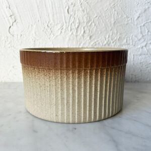 Mikasa Whole Wheat DX-100 7" Souffle Dish Japan Stoneware Brown Ribbed